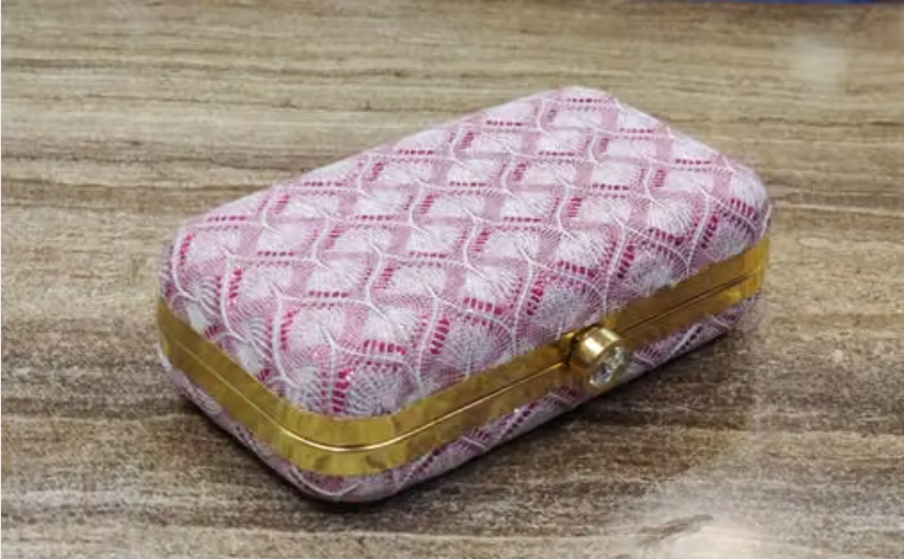 Party Clutch for Women Trendy Pink Color Box Clutch with Chain Dulhan purse Bridal Clutch