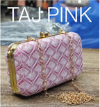 Party Clutch for Women Trendy Pink Color Box Clutch with Chain Dulhan purse Bridal Clutch