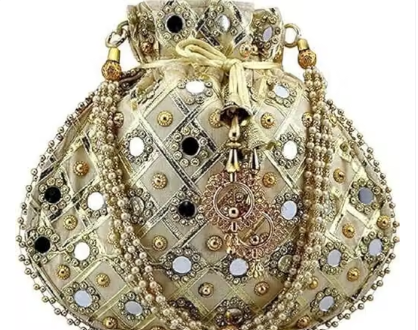 Potli Bags for Ladies for Wedding Parties Mirror Embellished Embroidered Bag for Women