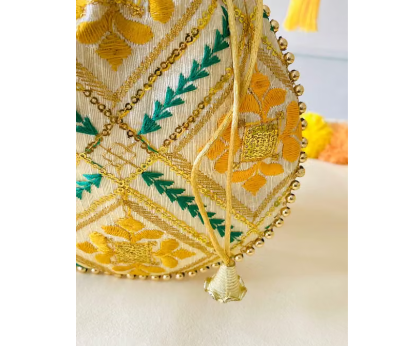 Women Hand Embroidered Wedding Bridal Potli bag for girls and women for wedding festivals gift purpose