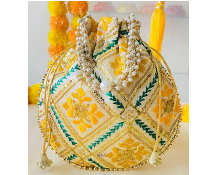 Women Hand Embroidered Wedding Bridal Potli bag for girls and women for wedding festivals gift purpose