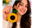 Handmade Crochet Sunflower Keychain for Girls | Cute Flower Bag Charm | Gift Item for Women