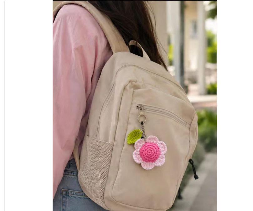 Pink flower keychain pack of 1