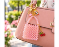 Stylish Pink Beaded Bag Pendant for Women Cute Purse Handbag Keychain Hanging Decoration