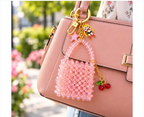 Stylish Pink Beaded Bag Pendant for Women Cute Purse Handbag Keychain Hanging Decoration