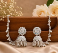 JEWELS Ethnic Black Stone Silver Look Jhumka Earrings | Oxidised Silver Jhumka Earrings with Silver Accents for Women and Girls | 1 pair | Handmade and Unique