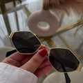 Stylish Black Lens Gold Hexagon Sunglasses for Daily Fashion