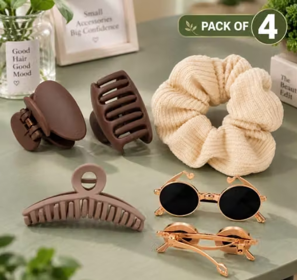 Fashion Hair Accessories Set for Women | Hair Claw Clip, Oval Clip, Hair Band & Stylish Clips Women Hair Clip Set | Long Clip, Spec Clip, Oval Clip & Hair Band | Stylish Hair Accessories